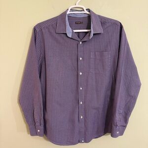 J. McLaughlin plaid Casual Button Down Shirt men’s 2X burgundy and black